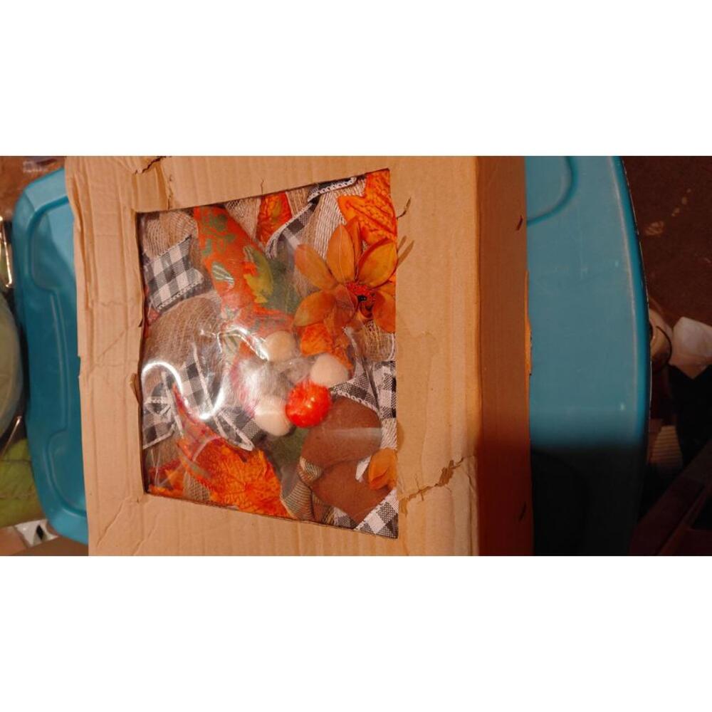 Autumn Harvest Decorative Wreath with Gnome Figurine